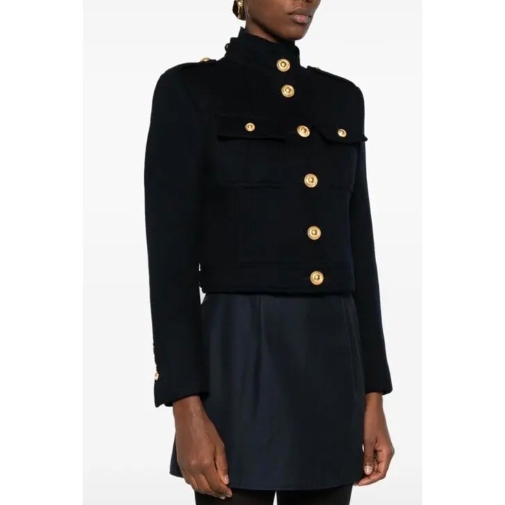 Tom Ford Midnight Blue Wool Military Cropped Jacket Gold Buttons CS1257 Size 36 - Picture 2 of 16